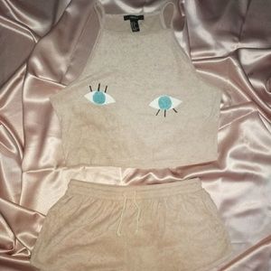 Crushed pink velvet set